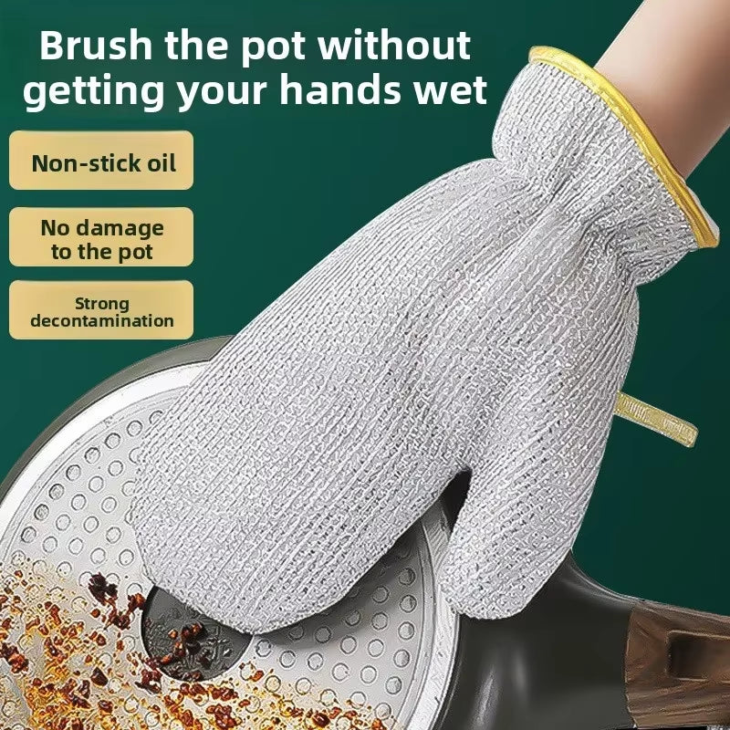 Wire Dishwashing Gloves Kitchen Multifunctional Waterproof and Wear-Resistant Cleaning Silver Wire Dishwashing Gloves